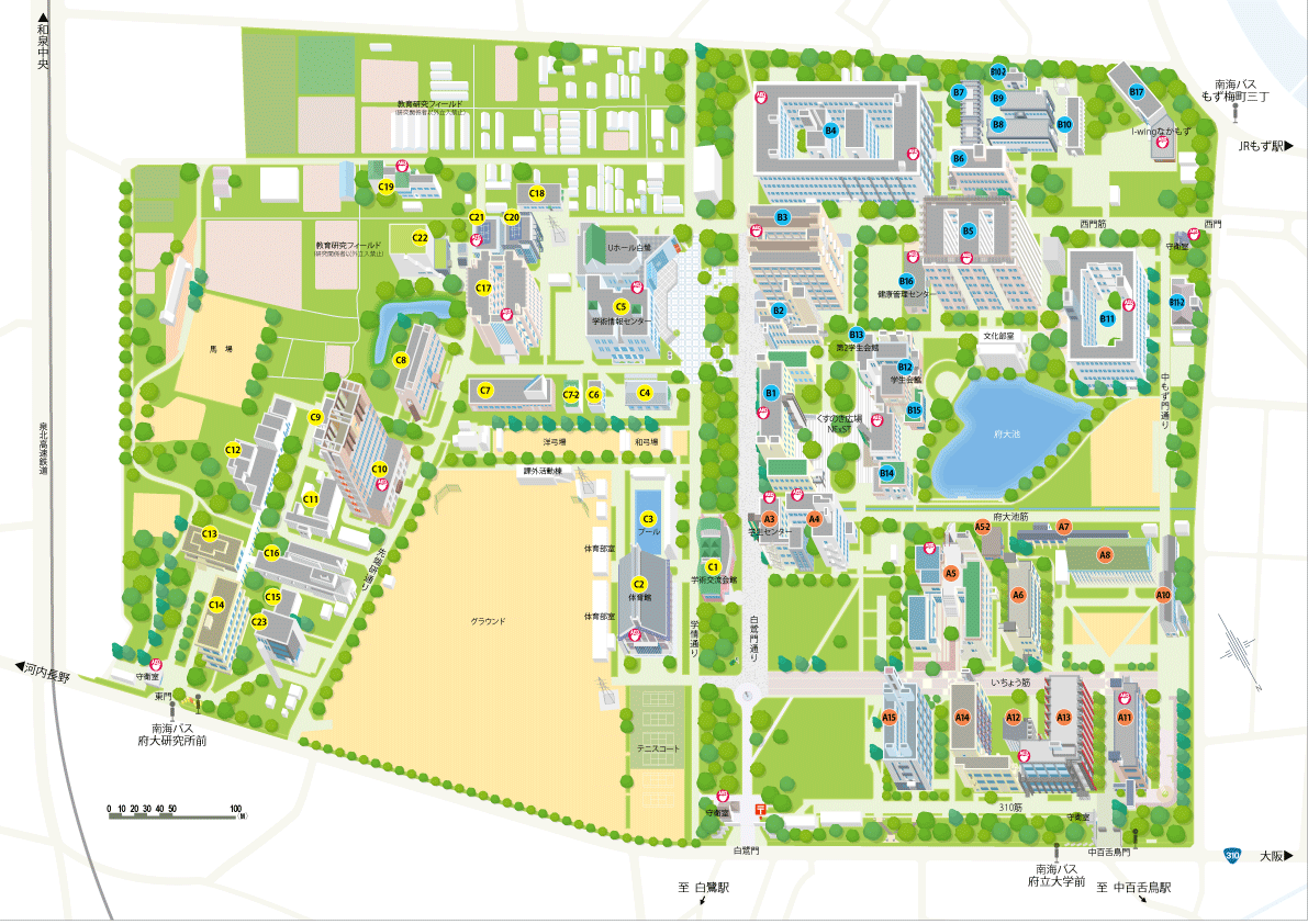 中百舌鳥キャンパスのマップ