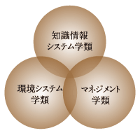 現代システム科学域の構成:知識情報システム学類・環境システム学類・マネジメント学類
