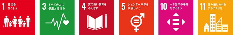 SDGs1、3、4、5、10、11